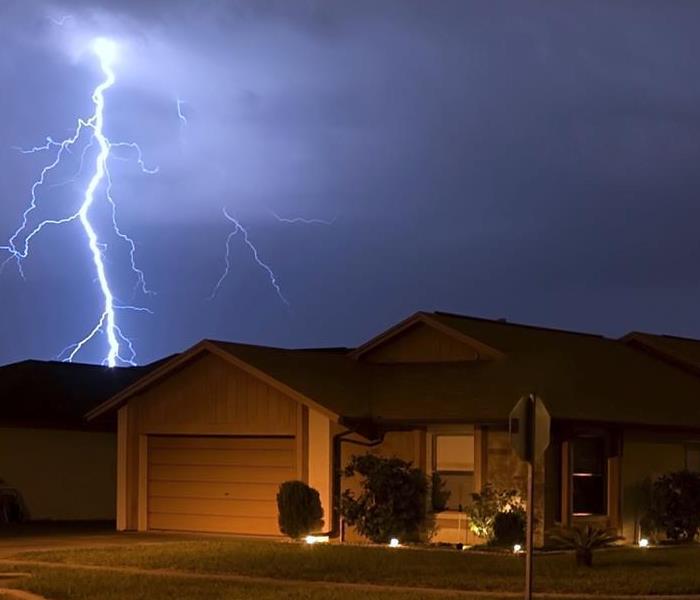 Lightning near a house